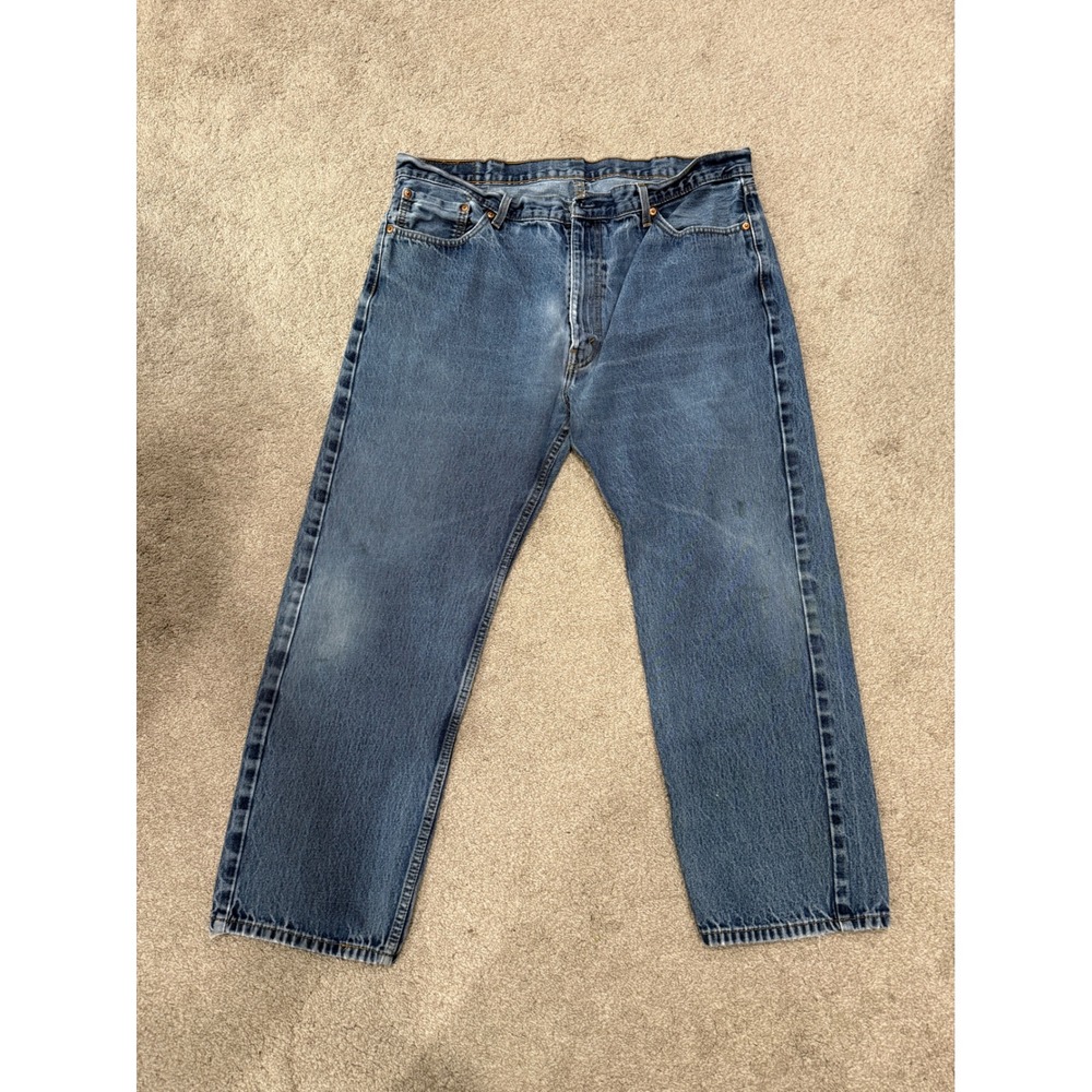 Levis 505 Regular Fit Jeans‎ Mens 42x30 Medium Wash Blue Straight Leg Denim